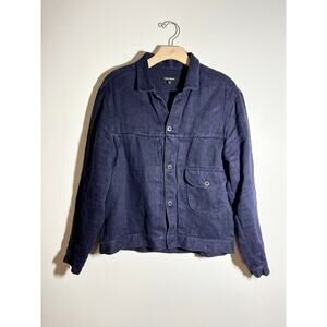 Evan Kinori LN Dark Navy Blue Hemp 1 Pocket Jacket Size M Unisex